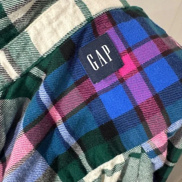 Flannel Shirt Plaid‎ Button Up Long Sleeve Green Blue Pink Casual Medium - Picture 6 of 7